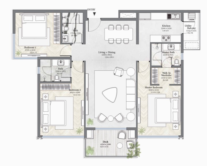 3 BHK Floor Plan